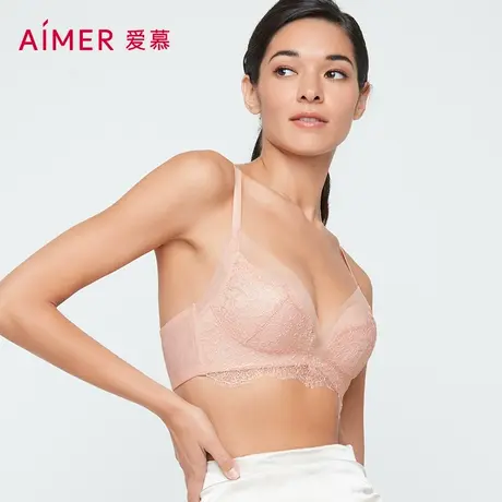 爱慕内衣女红品小胸聚拢蕾丝透气隐孔杯无钢圈bra文胸罩AM177611商品大图