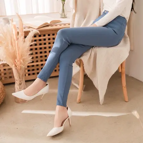 桔熊春秋季高弹长裤子女简约通勤修身翘臀小脚裤胖妹妹大码BA5970商品大图