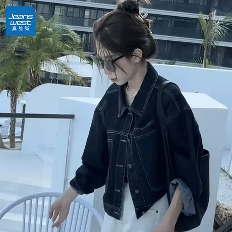 GL真维斯牛仔外套女2025新款今年流行短款外套韩版宽松夹克上衣潮商品大图