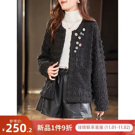 宝诗黎【新品价278元】圆领条纹宽松短外套ZZ1573图片