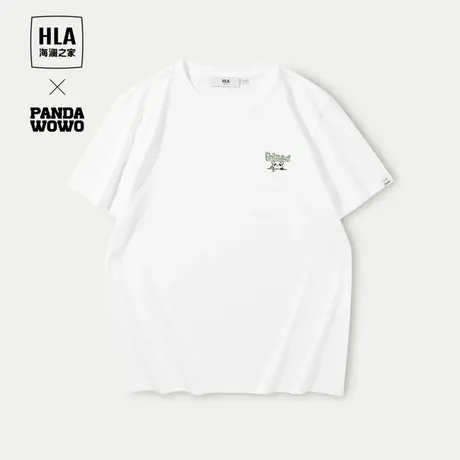 HLA/海澜之家panda wowo熊猫凉感短袖T恤24春夏新圆领卡通白t男女图片