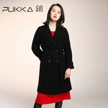 蒲PUKKA 商场同款女装毛呢外套宽松原创设计感复古绵羊毛大衣图片