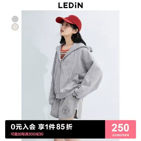 [预]乐町休闲宽松连帽卫衣23秋冬新款蝙蝠袖卫衣设计感时尚短外套图片