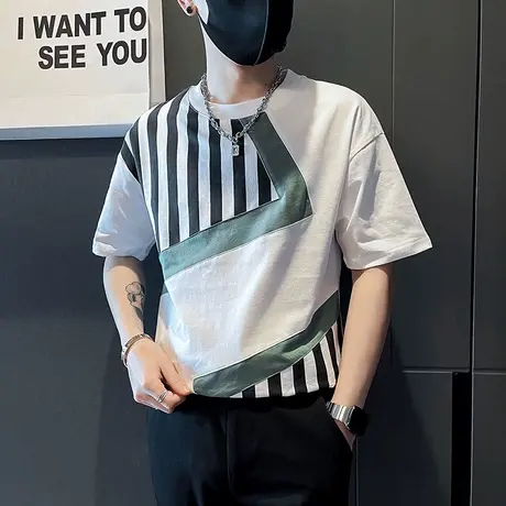 T恤男不规则设计感潮牌潮流男士短袖夏季新款小众休闲个性半截袖商品大图