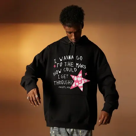 Nuthink美式潮牌加绒加厚连帽卫衣男潮宽松大码男装春季保暖外套商品大图