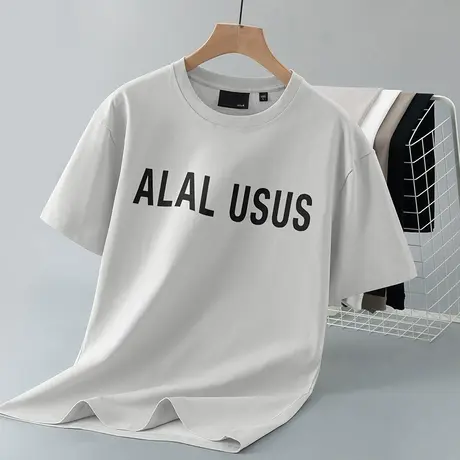 250g重磅纯棉t恤男士短袖美式潮流宽松全棉半袖圆领上衣服打底衫商品大图