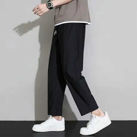 夏季冰感裤男潮牌九分休闲裤子男凉感透气直筒小西裤垂感西装长裤商品大图