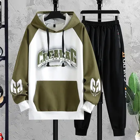 春秋季13青少年潮流卫衣男孩12岁初中学生大童男装15帅气运动套装图片