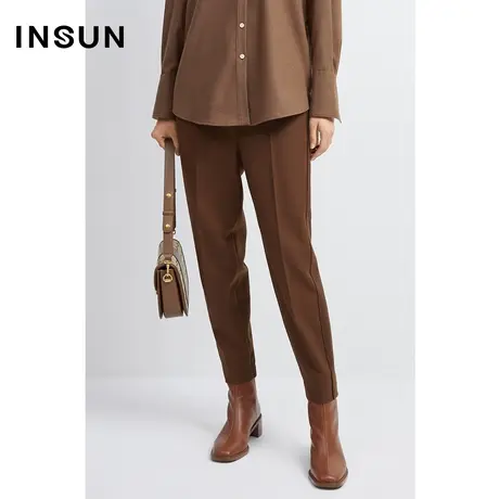 INSUN恩裳冬季侧边裁片拼接小脚休闲裤商品大图