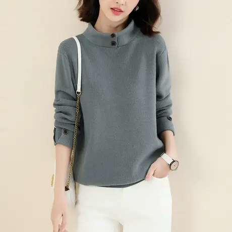 韩潮袭人高级感半高领套头毛衣女2023冬装新款休闲百搭针织衫上衣商品大图