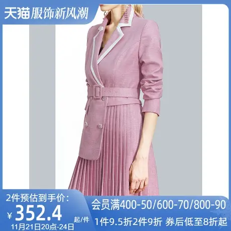 AUI不规则设计感小众格子西装连衣裙女秋冬2023新款气质西服外套图片