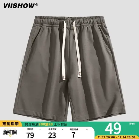 VIISHOW夏季复古纯色高级感运动休闲短裤男潮牌宽松百搭五分中裤商品大图