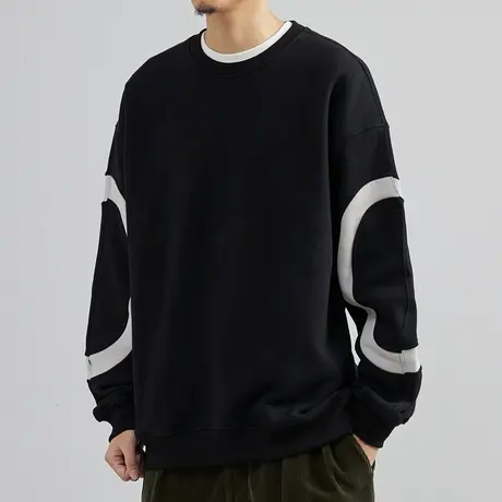 奕飏男装长袖卫衣男22秋季宽松潮牌ins上衣秋冬圆领美式拼色外套图片