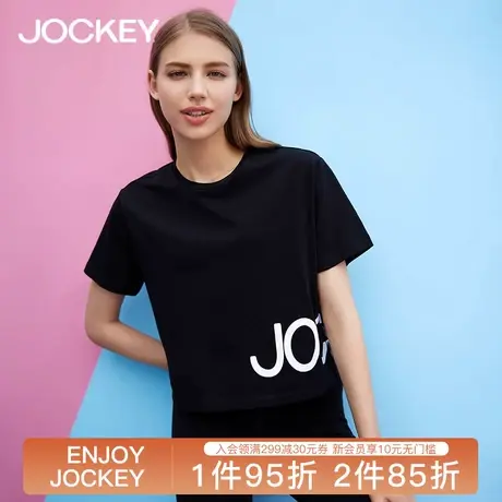 Jockey夏季新款纯棉潮流短袖T恤女士圆领薄款夏装半袖体恤上衣图片