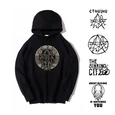 秀洛克苏鲁神话神秘学符文咒语恐怖小说连帽卫衣男女套头外套衣服商品大图