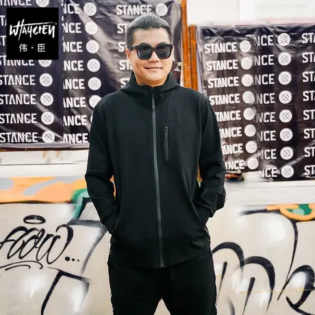 伟臣潮牌大码男装秋装连帽夹克外套胖子加肥加大宽松外套肥佬夹克商品大图