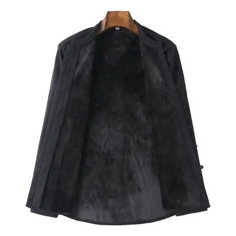 唐装男保暖衬衫加绒加厚冬季新款中国风立领衬衣外套宽松大码男装图片