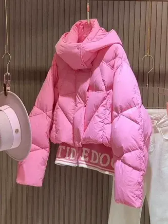 欧洲站羽绒服女短款冬季加厚韩系减龄小个子白鸭绒面包服欧货外套图片