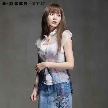 【活动】sdeer圣迪奥女装艺术渐变色抓皱衬衫S15280407图片