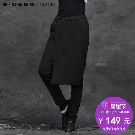 sdeer圣迪奥女装秋冬装新款黑色裤裙休闲长裤直筒裤S15480838商品大图