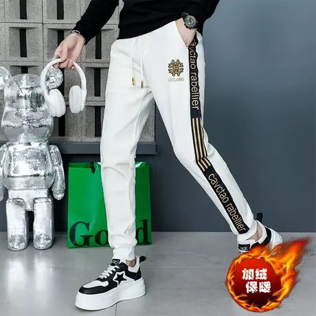 冬款潮牌欧版男装加绒保暖休闲裤高端灯芯绒加厚束脚垂感小脚裤子商品大图