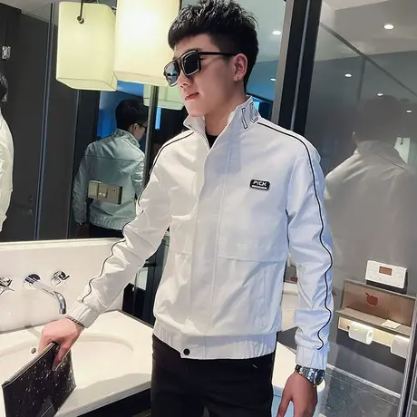 秋季男士夹克工装潮牌时尚个性百搭修身立领潮流休闲快手外套上衣商品大图