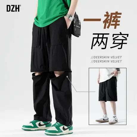 一裤两穿男士休闲裤直筒2024新款短裤男裤子春夏款冲锋裤工装长裤商品大图