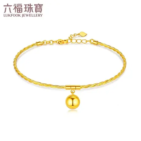 六福珠宝金珠光影金5G黄金手镯女款椭圆形足金镯子计价003819AA图片
