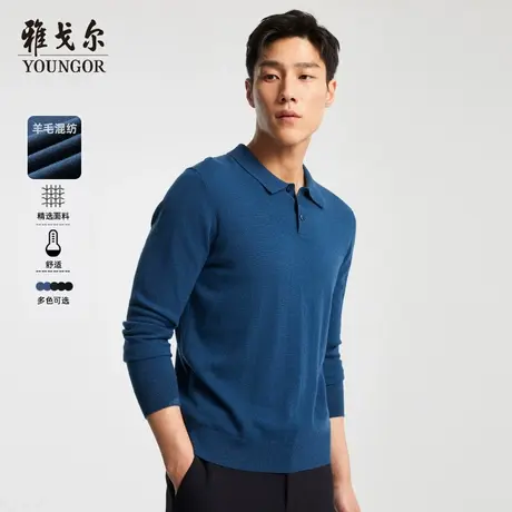 【男装专场】雅戈尔纯色男士羊毛衫保暖长袖polo男商品大图