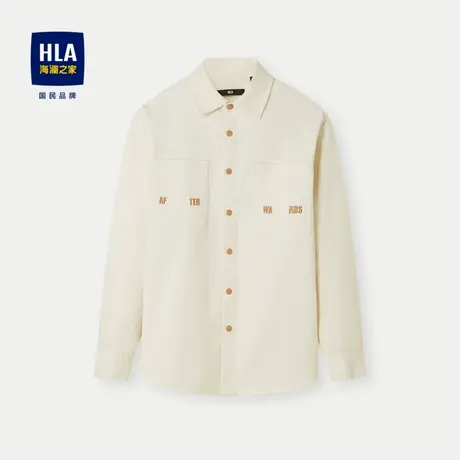 HLA/海澜之家外套款长袖休闲衬衫2024春夏新款纯棉宽松时尚长衬男图片