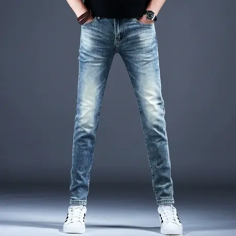 2024新款春秋款潮牌弹力牛仔裤男款修身小脚休闲时尚高端百搭裤子商品大图