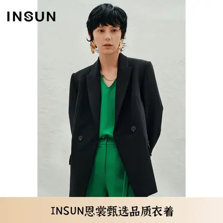 INSUN恩裳春季四面微弹宽松挺括西装外套商品大图