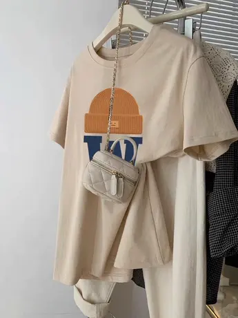 港味chic慵懒风设计感上衣纯棉夏季大码女装T恤ins潮显瘦学生短袖商品大图