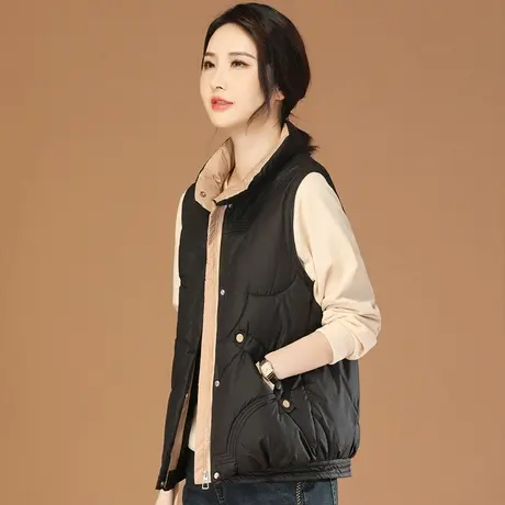 韩潮袭人棉服马甲女冬季2023新款外搭黑色马夹背心坎肩外套厚棉衣图片