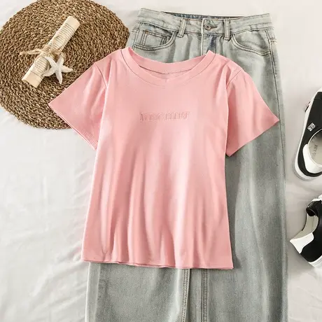 短袖t恤女ins潮网红简约上衣超a开学季超火衣服学生韩版百搭新款图片