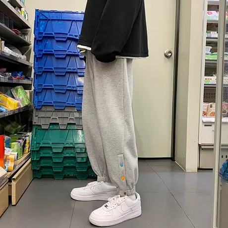 裤子女春秋宽松韩版高街ins潮小个子卫裤外穿直筒休闲运动束脚裤图片