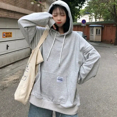 卫衣女2020秋冬百搭宽松韩版学生上衣bf慵懒风加绒加厚外套潮ins商品大图