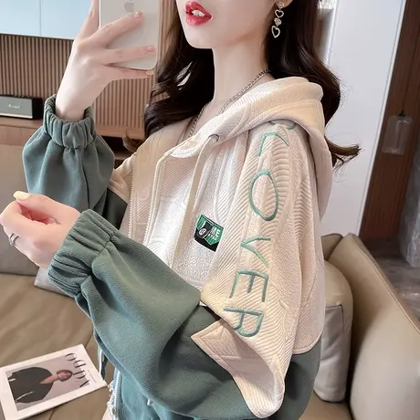 早秋小个子短款外套女春秋季韩版宽松初秋薄款撞色棒球服开衫卫衣图片