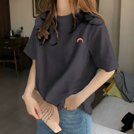 2023年春夏季新款情侣女装设计感小众白色上衣ins潮流宽松短袖t恤图片