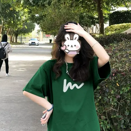 重磅纯棉短袖t恤女夏季2023新款美式复古oversize小个子半袖上衣图片