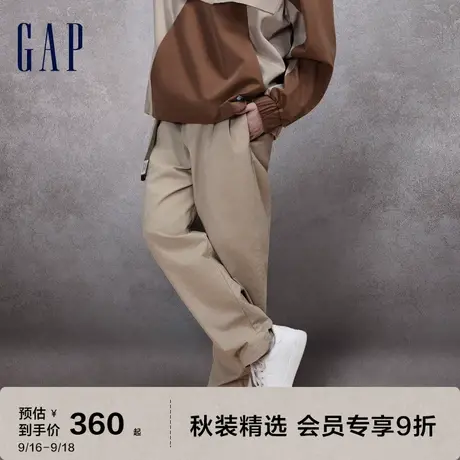 Gap男装秋季2023新款弹力直筒斜纹布休闲裤714169通勤潮流长裤图片