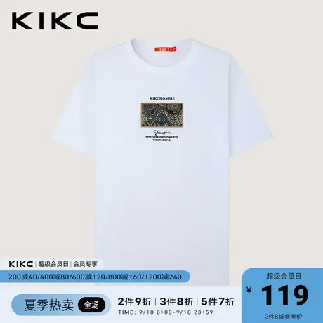 kikct恤 男2023春夏新款商场同款字母图案印花简约休闲薄款短袖商品大图
