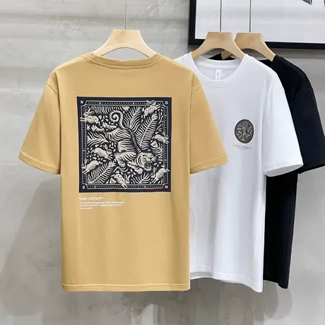 老虎印花男士t恤夏季薄款百搭日系潮流ins短袖体恤男休闲圆领上衣商品大图