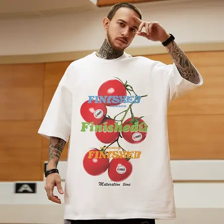 300g重磅潮牌宽松T恤美式短袖五分袖纯棉国潮加肥加大码男装夏季商品大图