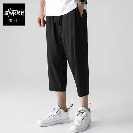 伟臣潮牌大码男装夏季冰丝轻薄休闲裤肥佬加肥加大宽松胖子七分裤商品大图