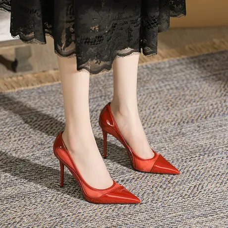 法式女神范高跟鞋女2023年夏季新款气质名媛尖头浅口细跟职业单鞋图片