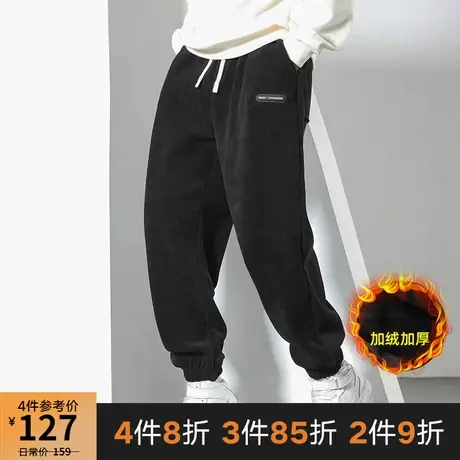 GxxH大码潮牌男装加肥加大秋冬休闲宽松雪尼尔加绒束脚长裤200斤图片