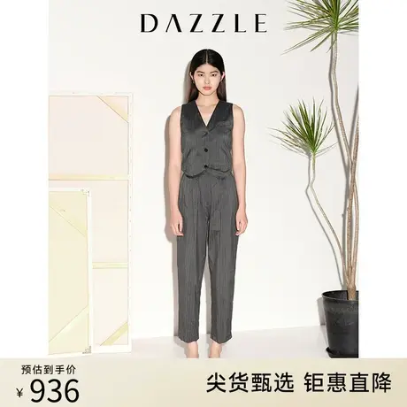 DAZZLE地素奥莱 春夏简约通勤气质假两件无袖背心式连体裤女图片