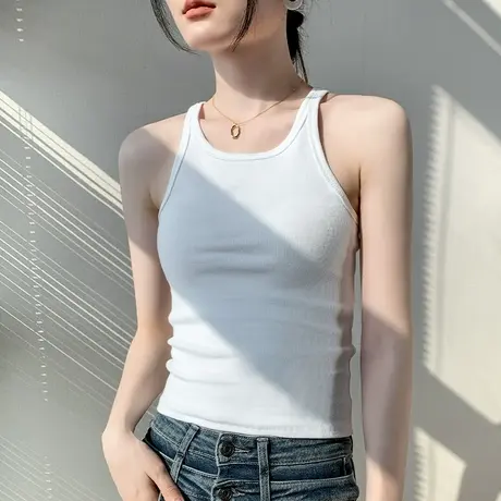 克莱因蓝吊带背心女2023夏季美式紧身细带遮副乳内搭工字无袖上衣商品大图