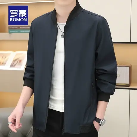 罗蒙夹克男士棒球领商务休闲2024春季简约舒适易打理百搭短款外套商品大图